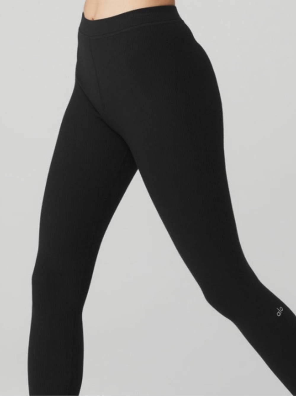 Alo Yoga Ribbed High-Waist 7/8 Blissful Legging Stretch Women's Black Size S - Picture 3 of 9